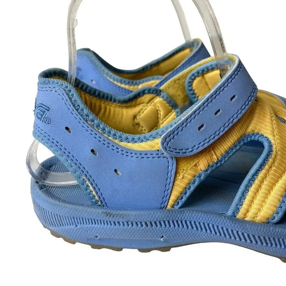 Teva Girls Kids Psyclone Blue & Yellow Sporty Ankle Strap Sandals Flats Shoes 6